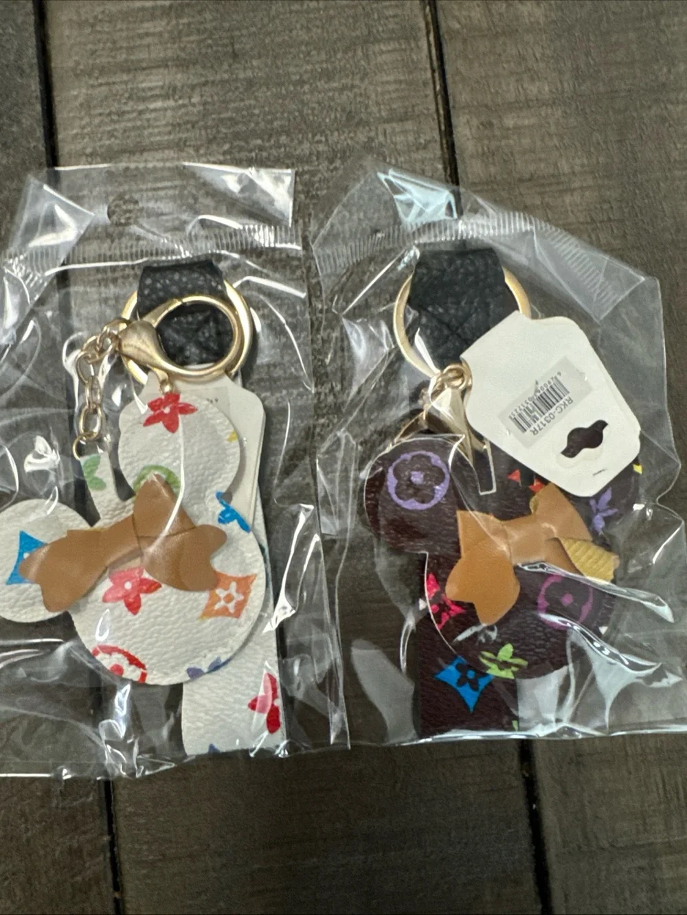 Luxury Purse Design Inspired Mickey Mouse Keychain in White/Multi & Brown/Multi